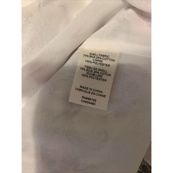 rebecca taylor White Pink Floral Silk Long Sleeve Top Blouse 4 Small - Picture 5 of 5